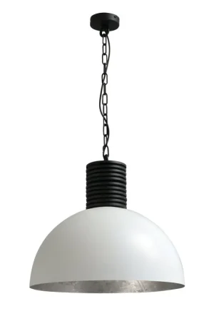 Masterlight - Stoere industrie hanglamp Industria 50 wit met oudzilver Finale Uitverkoop