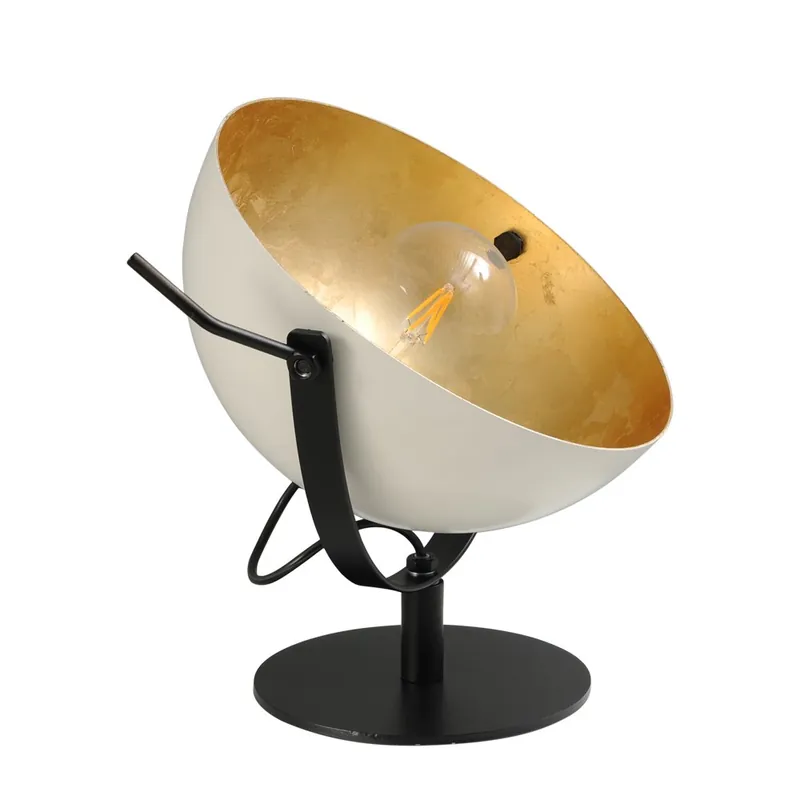 Masterlight - Stoere Industria Uplighter 30cm wit met oudgoud Express Levering