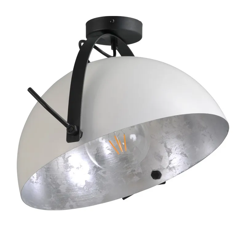 Masterlight - Stoere plafondlamp Industria 40cm wit met oudzilver Populair
